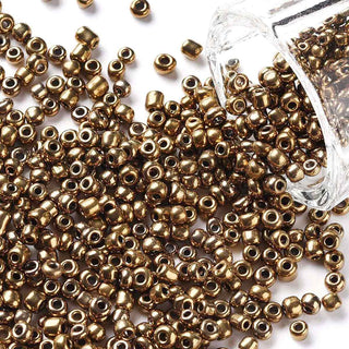 Mostacilla 8/0, cuentas de vidrio metalizada, tamaño 3 mm de diámetro, agujero 1 mm.