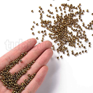 Mostacilla 8/0, cuentas de vidrio metalizada, tamaño 3 mm de diámetro, agujero 1 mm.