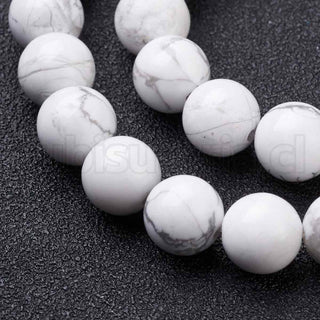 Cuentas de piedras naturales de Howlite, redonda pulida, tamaño 4 mm,. 1 tira.