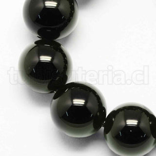 Obsidiana natural, piedras naturales, negra verdosa, redondas, 6 mm.