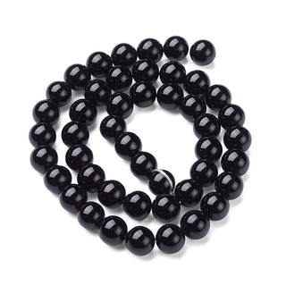 Abalorio de Ónix Negro Natural Grado A Redondo 8 mm | 1 tira