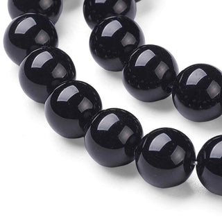 Abalorio de Ónix Negro Natural Grado A Redondo 8 mm | 1 tira
