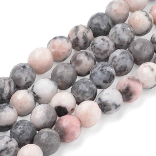 Abalorio de Jaspe Cebra Rosa Natural Redondo Facetado 8 mm | 1 tira