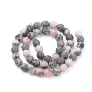 Abalorio de Jaspe Cebra Rosa Natural Redondo Facetado 8 mm | 1 tira