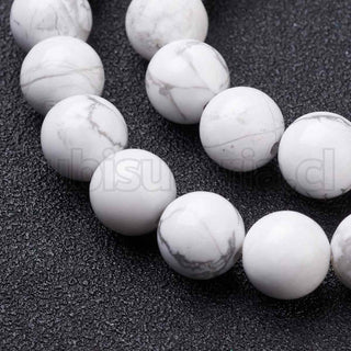 Howlite natural, cuentas redondas, tamaño 8 mm.