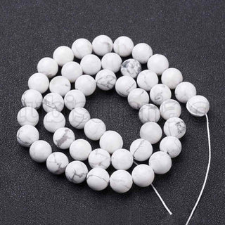 Howlite natural, cuentas redondas, tamaño 8 mm.