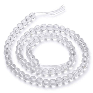 Abalorio Cuarzo Cristal Sintético Redondo Transparente 6 mm | 1 tira