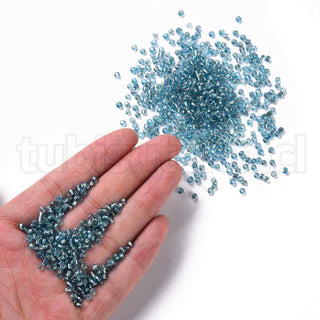 Mostacilla centro de plata 8/0. Abalorio de vidrio con orificio revestido, varios tonos para seleccionar, 3 mm.