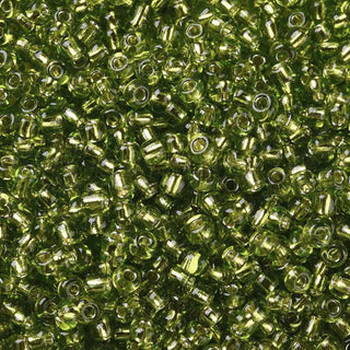 Mostacilla centro de plata 8/0. Abalorio de vidrio con orificio revestido, varios tonos para seleccionar, 3 mm.