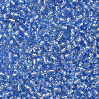 Mostacilla centro de plata 8/0. Abalorio de vidrio con orificio revestido, varios tonos para seleccionar, 3 mm.