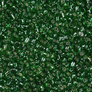 Mostacilla centro de plata 8/0. Abalorio de vidrio con orificio revestido, varios tonos para seleccionar, 3 mm.