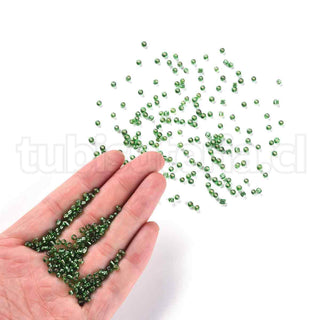 Mostacilla centro de plata 8/0. Abalorio de vidrio con orificio revestido, varios tonos para seleccionar, 3 mm.