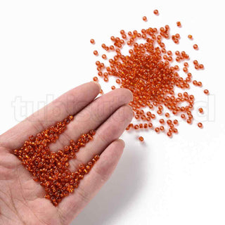 Mostacilla centro de plata 8/0. Abalorio de vidrio con orificio revestido, varios tonos para seleccionar, 3 mm.