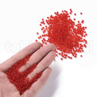 Mostacilla 8/0. Cuentas de vidrio redondeadas, color transparente, varios tonos para seleccionar,, cerca de 3 mm.