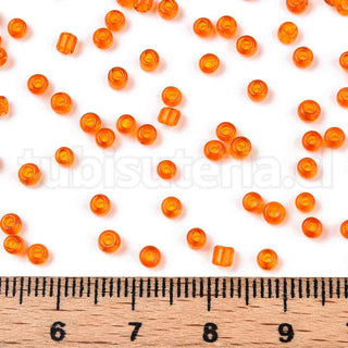 Mostacilla 8/0. Cuentas de vidrio redondeadas, color transparente, varios tonos para seleccionar,, cerca de 3 mm.