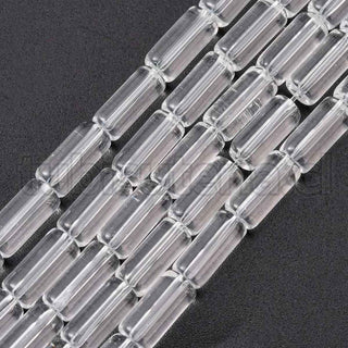 Abalorios de vidrio tubular, transparnte, 10x4 mm. aproximadamente 32-33 piezas/tira, 12"