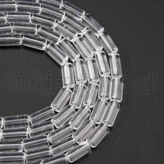 Abalorios de vidrio tubular, transparnte, 10x4 mm. aproximadamente 32-33 piezas/tira, 12"