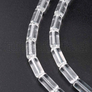 Abalorios de vidrio tubular, transparnte, 10x4 mm. aproximadamente 32-33 piezas/tira, 12"