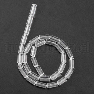 Abalorios de vidrio tubular, transparnte, 10x4 mm. aproximadamente 32-33 piezas/tira, 12"