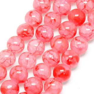 Abalorio Vidrio Redondo Craquelado Rosa Coral 8 mm | 1 tira