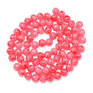 Abalorio Vidrio Redondo Craquelado Rosa Coral 8 mm | 1 tira