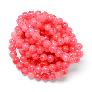 Abalorio Vidrio Redondo Craquelado Rosa Coral 8 mm | 1 tira