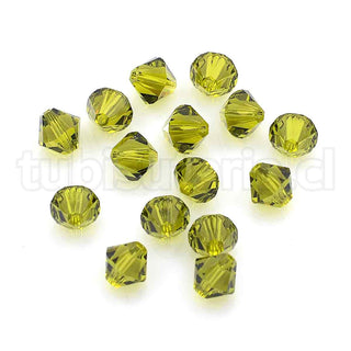 Cristal Austriaco, corte 5301. Color topacio, doble cono, tupi. 8×8 mm.