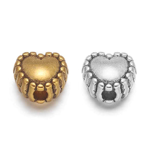 Abalorios de aleación, separadores en forma de corazón, dos tonos paa selecciona, 5x6x4 mm.