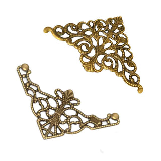 Dije Triangular Filigrana Tono Bronce Envejecido | 20 uds