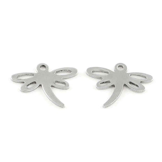 Dije Libélula de Acero Inoxidable 201, Tono Acero, 14×17×1 mm | 5 uds