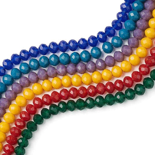 Cristal Chino Rondelle Facetado Color Sólido Opaco Color a Elegir 6x5 mm | 1 tira