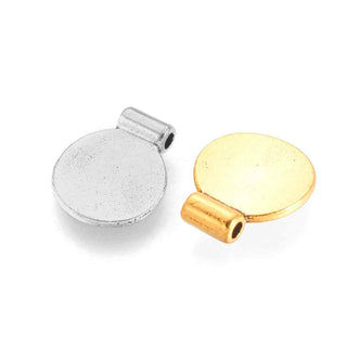Dije Paleta Lisa Redonda Tono Plata Envejecida y Dorado por separado 12x15mm | 6 uds
