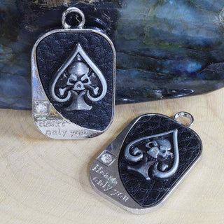 Colgantes rectangulares de aleación y cuero con diseño mixto, color negro, tamaño 36x22x4~6 mm.